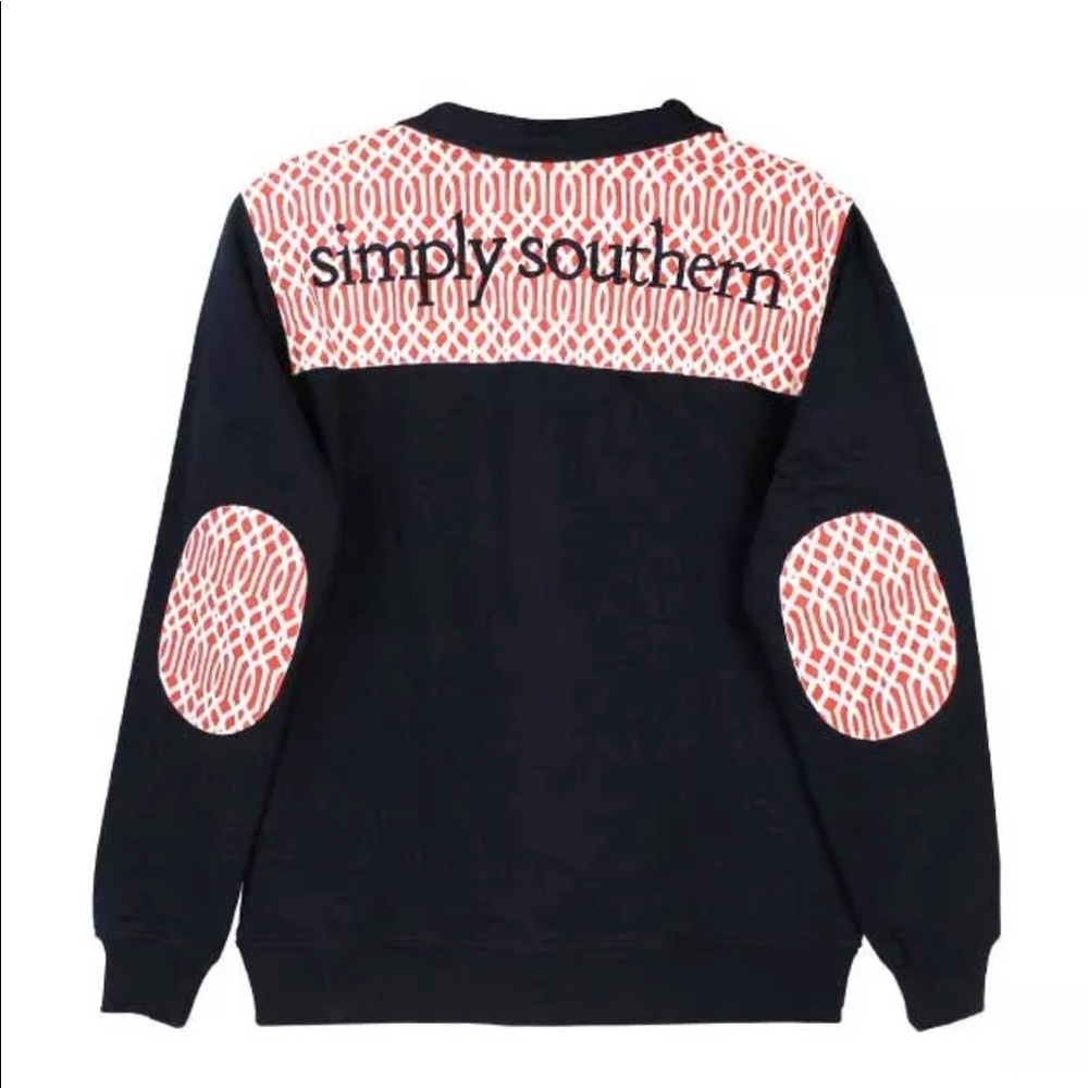 Simply Southern Navy & Pink Popover Sweatshirt